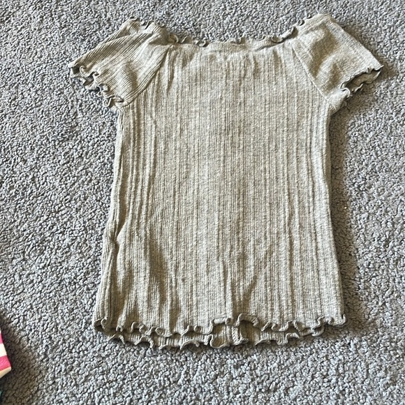 Justice Chic Gray Faux Button-Up Ribbed Top - Picture 2 of 3